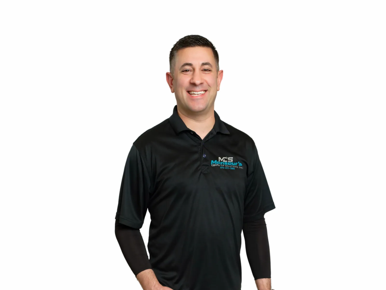 a man wearing a black shirt