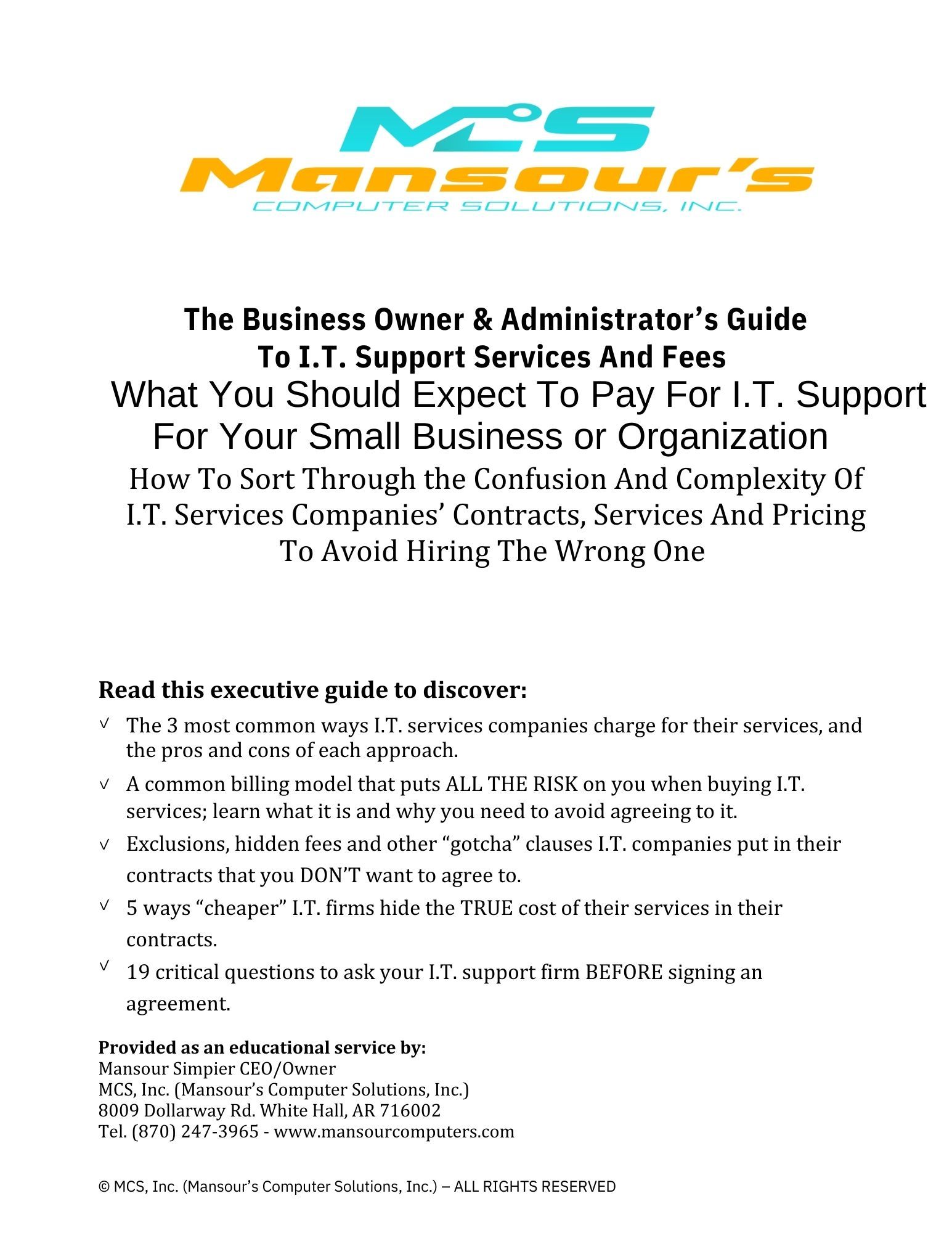 Mansour’s Computer Solutions, Inc